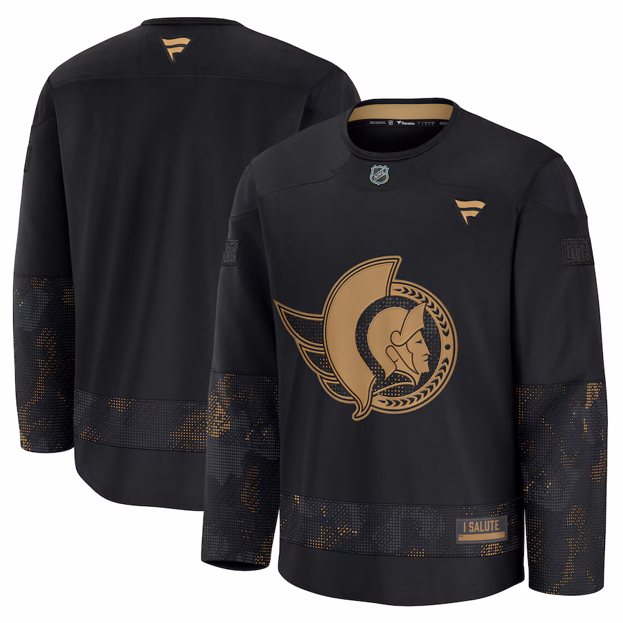 Men's Ottawa Senators Fanatics Black 2024 Military Appreciation Practice Jersey - Puhuasuan