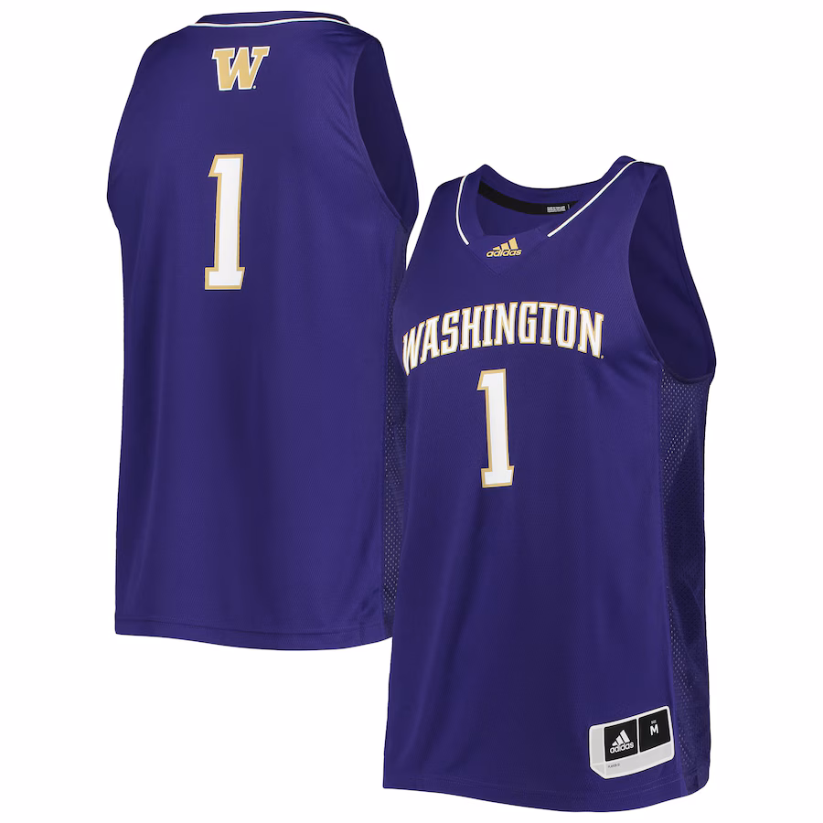 Men's adidas #1 Purple Washington Huskies Team Swingman Basketball Jersey - Puhuasuan