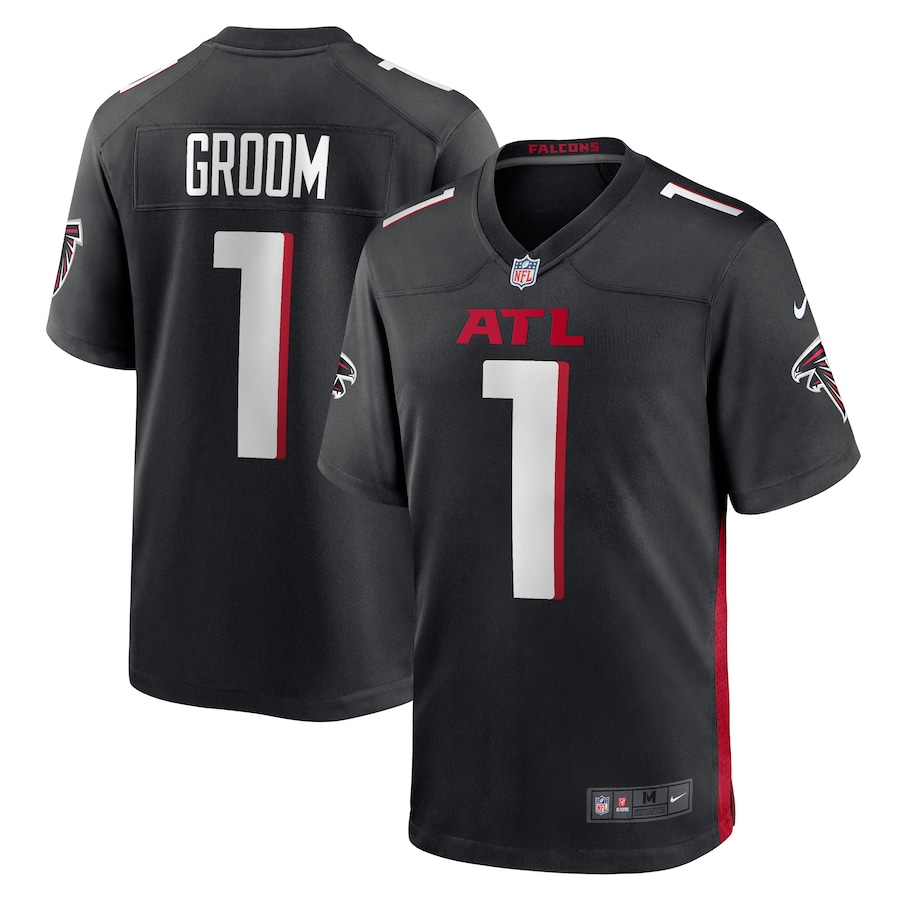 Men's Atlanta Falcons Number 1 Groom Nike Black Game Jersey - Puhuasuan