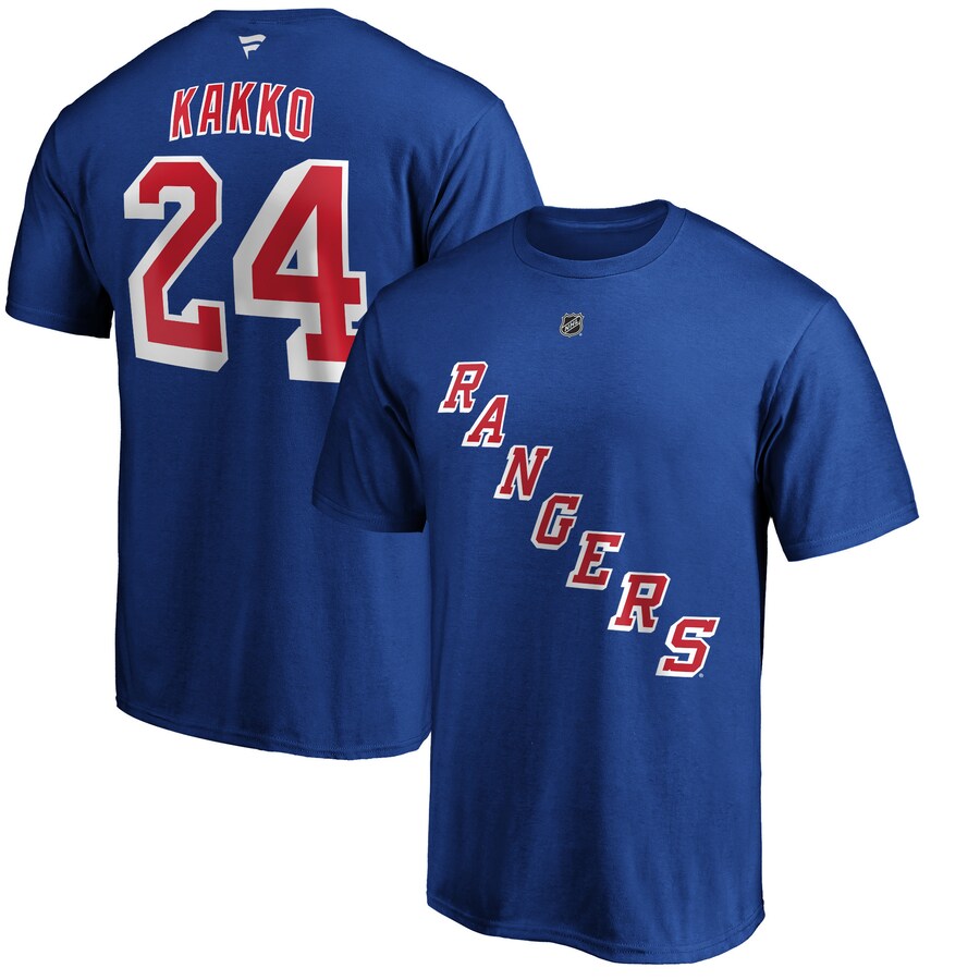 Men's New York Rangers Kaapo Kakko Fanatics Blue Player Authentic Stack Name & Number T-Shirt - Puhuasuan