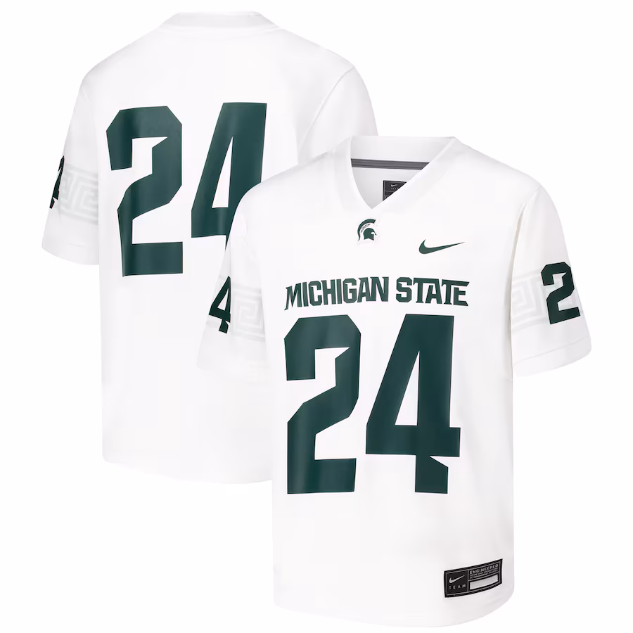 Youth Nike #24 White Michigan State Spartans Untouchable Football Jersey - Puhuasuan