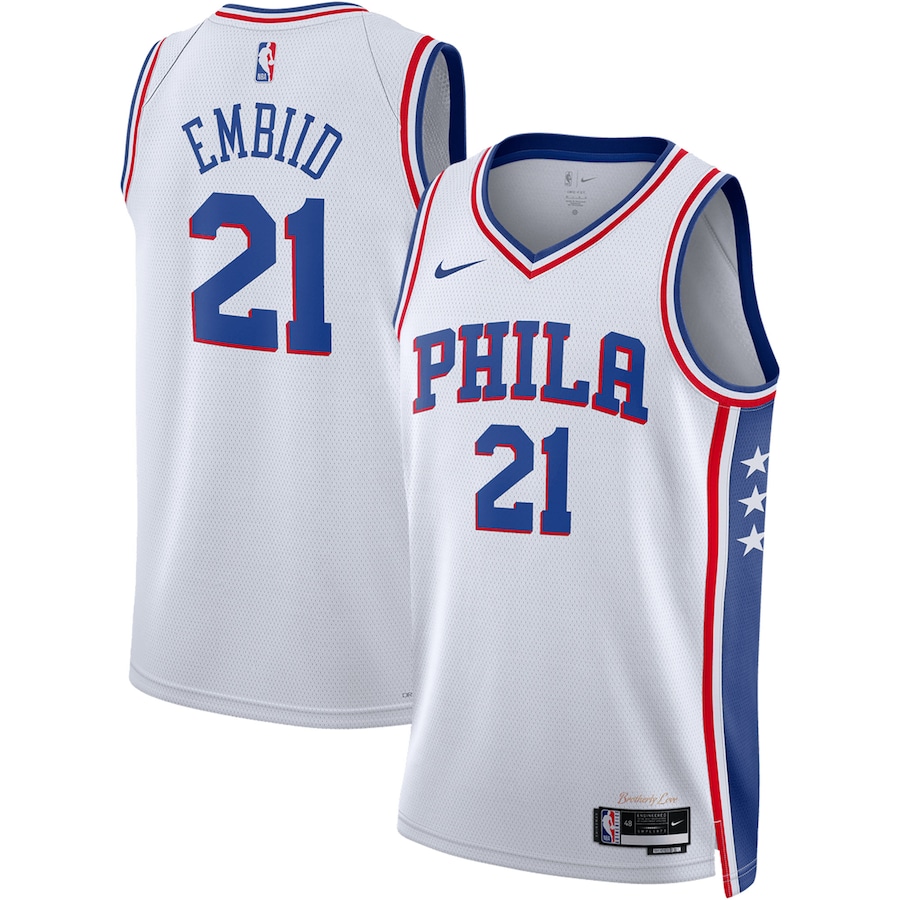 Unisex Philadelphia 76ers Joel Embiid Nike White Swingman Jersey - Association Edition - Puhuasuan
