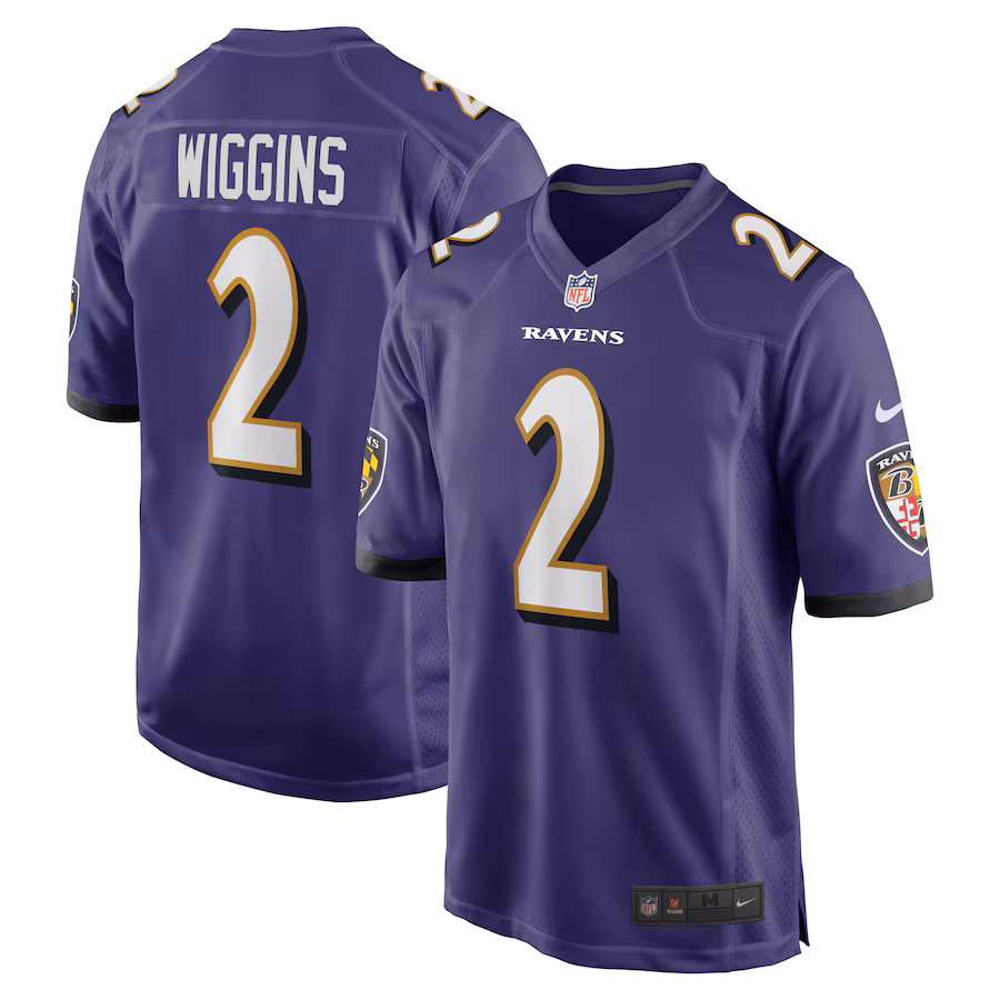 Men's Baltimore Ravens Nate Wiggins Nike Purple Player Game Jersey - Puhuasuan