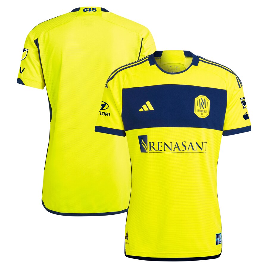 Men's Nashville SC  adidas Yellow 2024 The 615 Kit Authentic Jersey - Puhuasuan