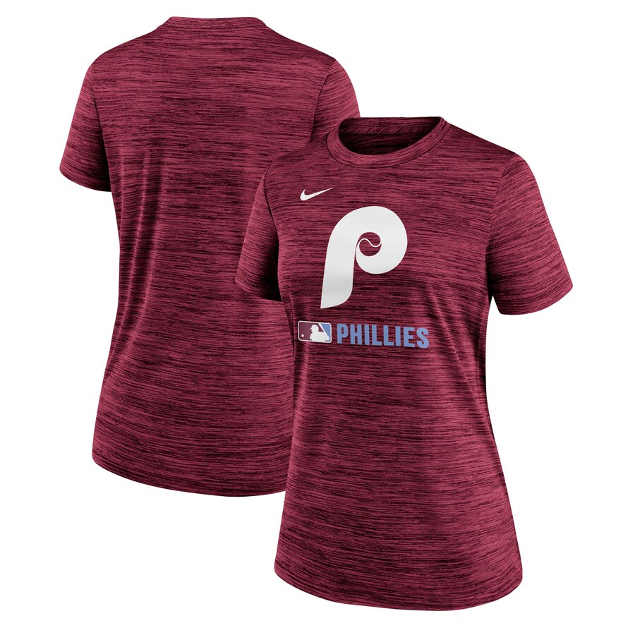 Women's Philadelphia Phillies Nike Burgundy Authentic Collection Alternate Logo Velocity Performance T-Shirt - Puhuasuan