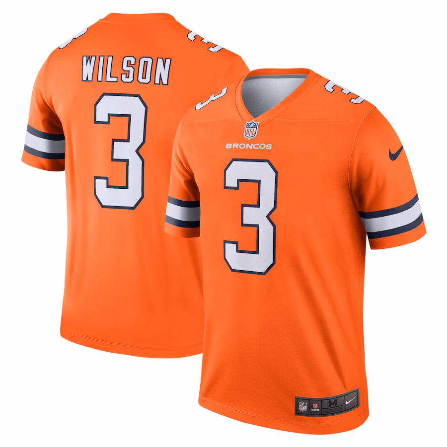 Men's Denver Broncos Russell Wilson Nike Orange Alternate Legend Player Performance Top - Puhuasuan