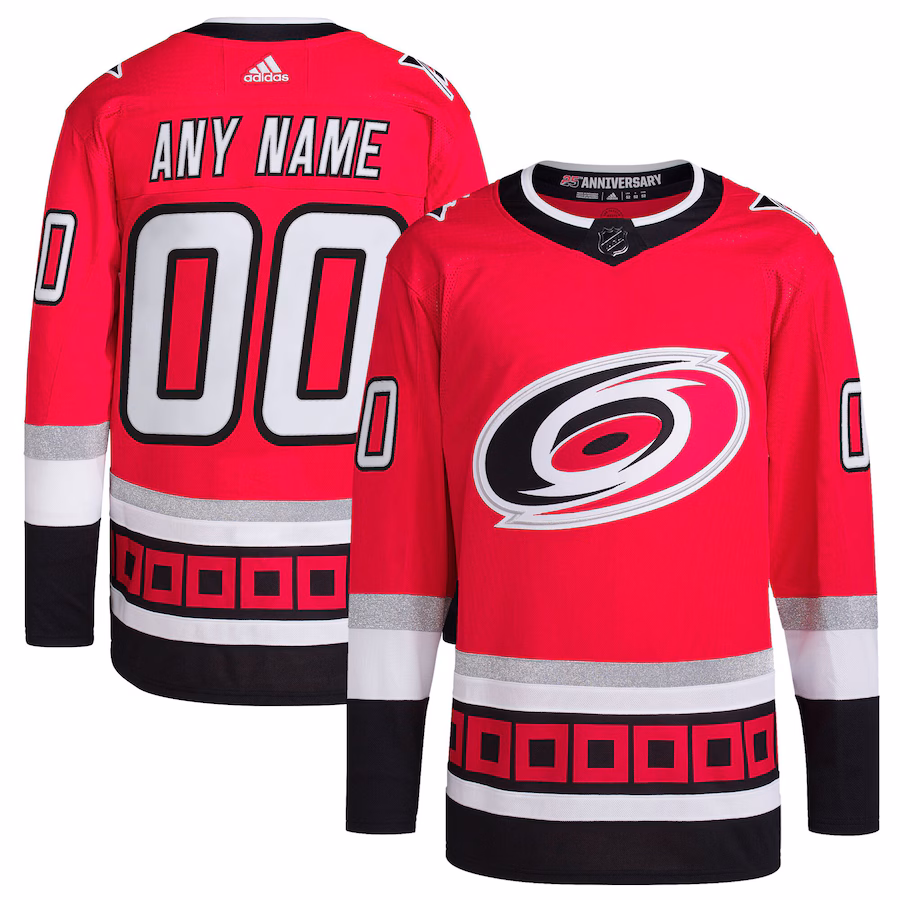 Men's Carolina Hurricanes adidas Red 25th Anniversary Primegreen Authentic Custom Jersey - Puhuasuan