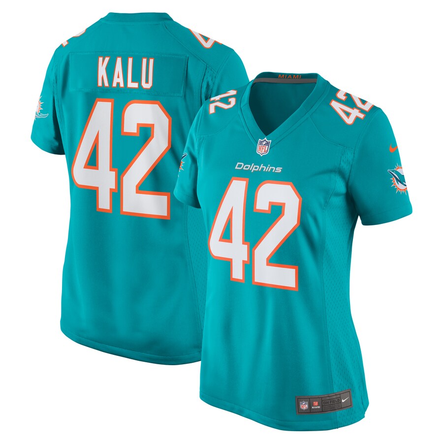 Women's Miami Dolphins Joshua Kalu Nike  Aqua Team Game Jersey - Puhuasuan