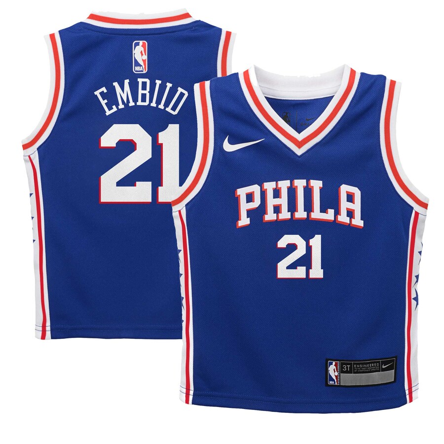 Preschool Philadelphia 76ers Joel Embiid Nike Royal Swingman Player Jersey - Icon Edition - Puhuasuan