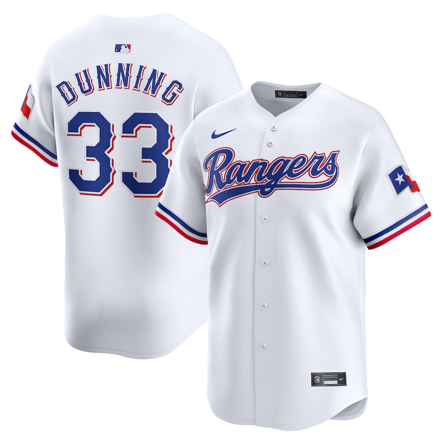 Men's Texas Rangers Dane Dunning Nike White Home Limited Player Jersey - Puhuasuan