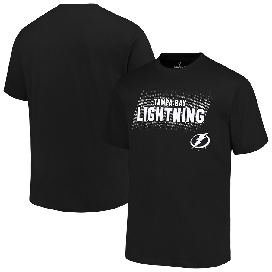 Men's Tampa Bay Lightning Fanatics Black Big & Tall Wordmark T-Shirt - Puhuasuan
