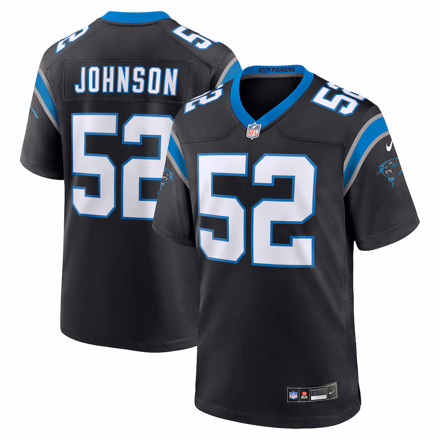 Men's Carolina Panthers DJ Johnson Nike Black Game Jersey - Puhuasuan