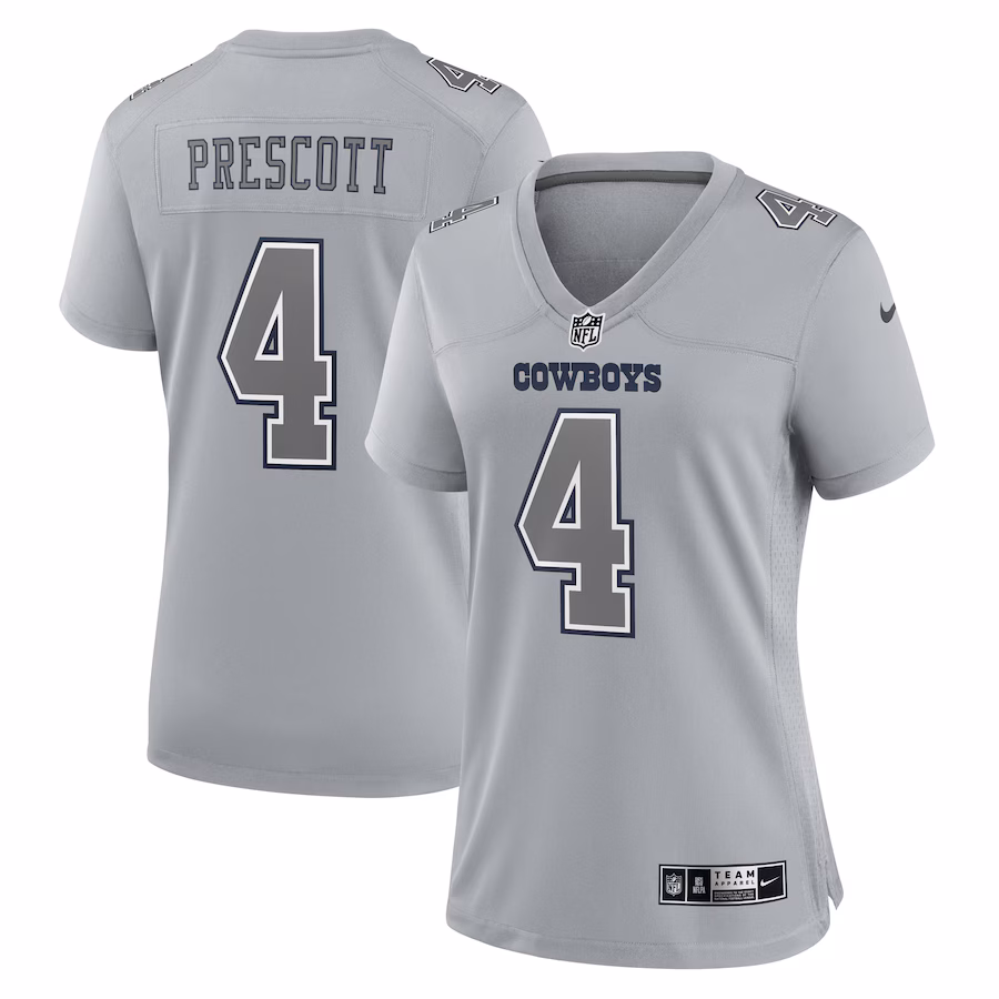 Women's Dallas Cowboys Dak Prescott Nike Gray Atmosphere Fashion Game Jersey - Puhuasuan