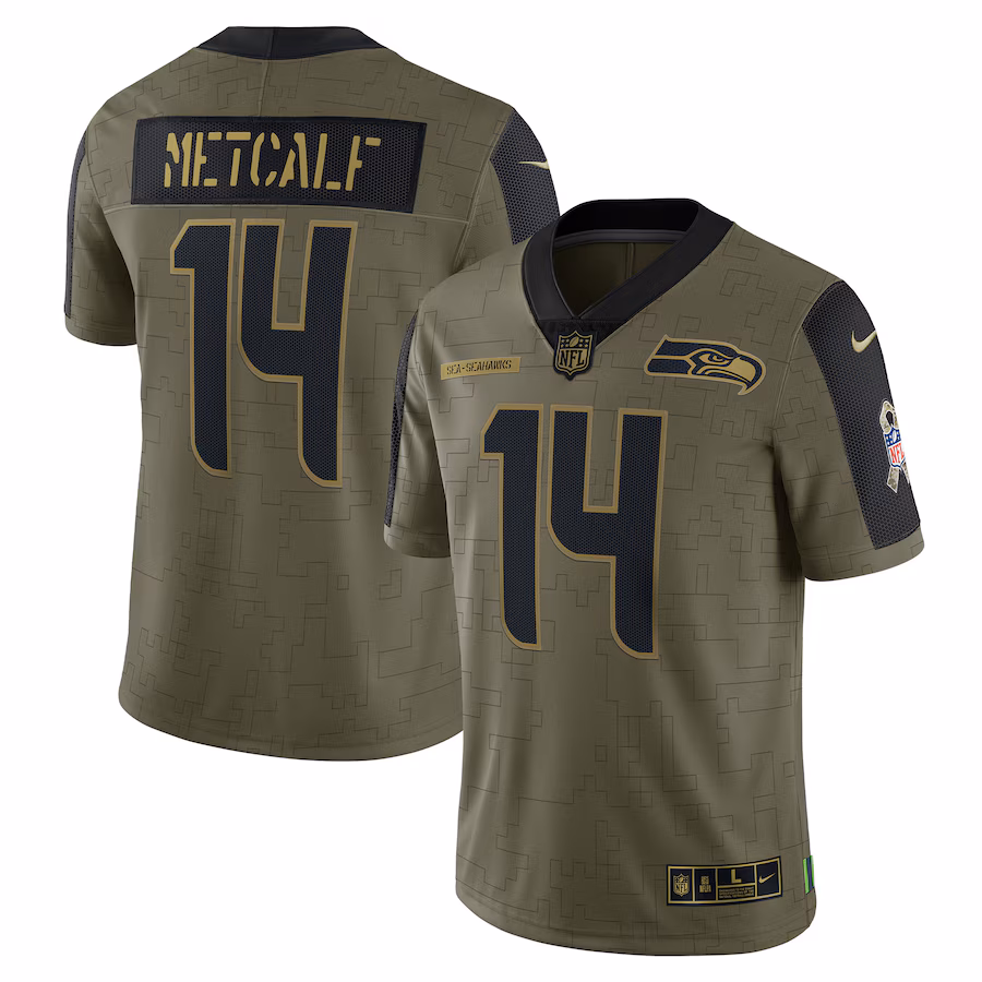 Men's Seattle Seahawks DK Metcalf Nike Olive Salute To Service Limited Player Jersey - Puhuasuan