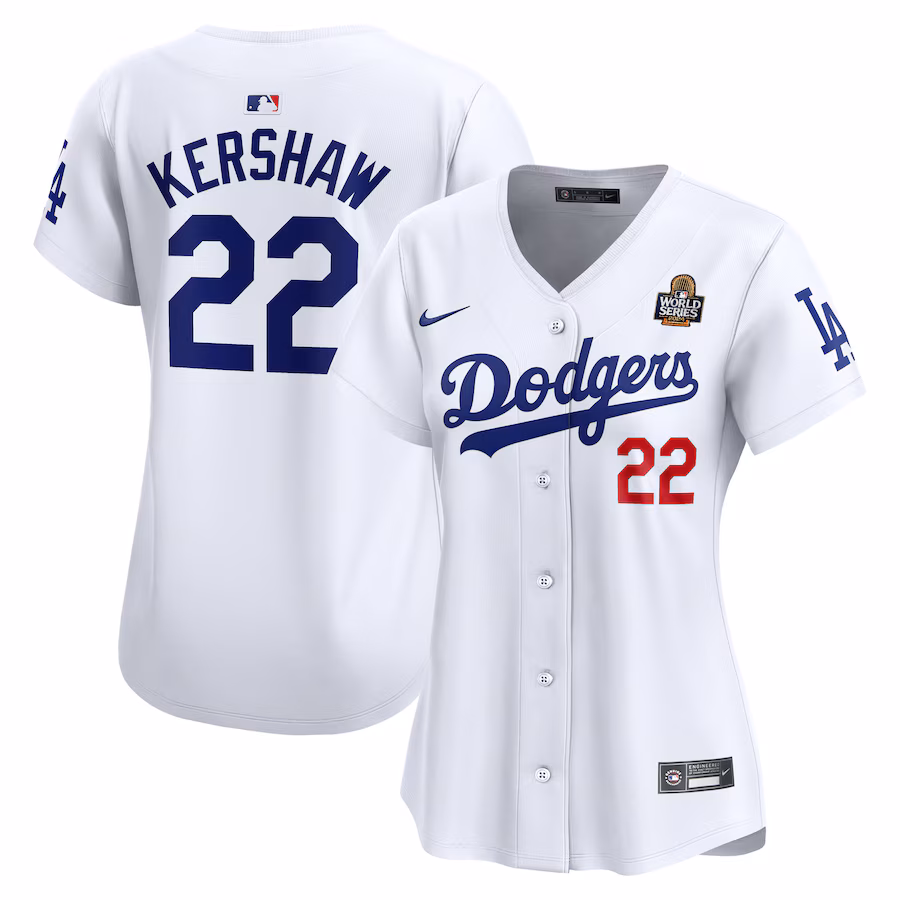 Women's Los Angeles Dodgers Clayton Kershaw Nike White 2024 World Series Limited Player Jersey - Puhuasuan