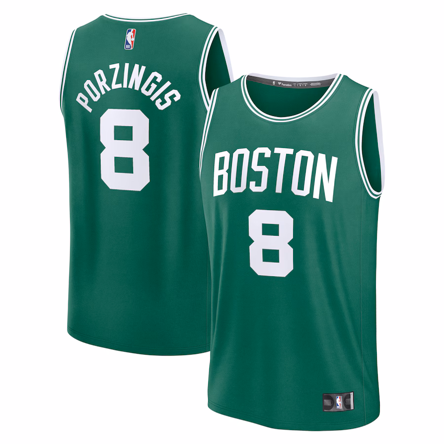 Men's Boston Celtics Kristaps Porzingis Fanatics Kelly Green Fast Break Replica Player Jersey - Icon Edition - Puhuasuan