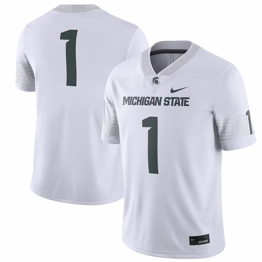 #1 Michigan State Spartans Nike Football Game Jersey - White - Puhuasuan