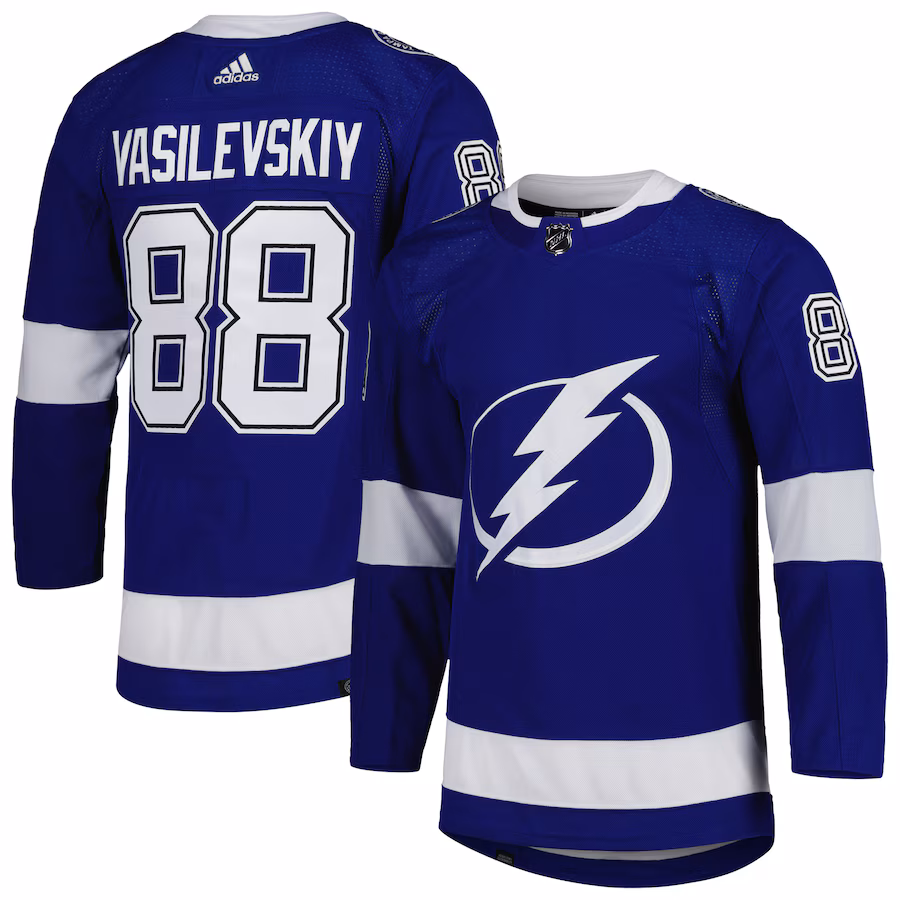 Men's Tampa Bay Lightning Andrei Vasilevskiy adidas Blue Home Primegreen Authentic Player Jersey - Puhuasuan