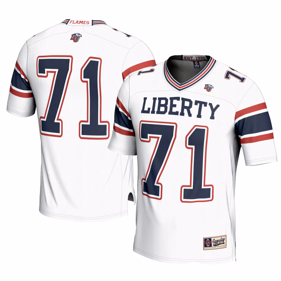 Youth GameDay Greats #71 White Liberty Flames Football Jersey - Puhuasuan