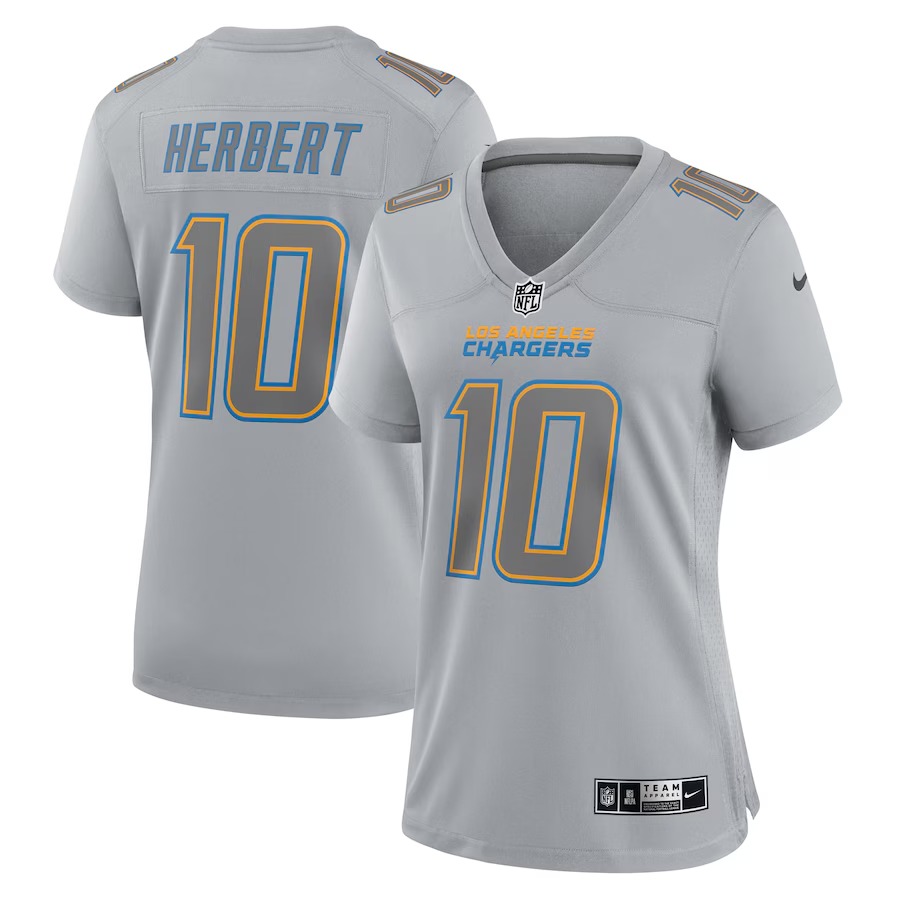 Women's Los Angeles Chargers Justin Herbert Nike Gray Atmosphere Fashion Game Jersey - Puhuasuan