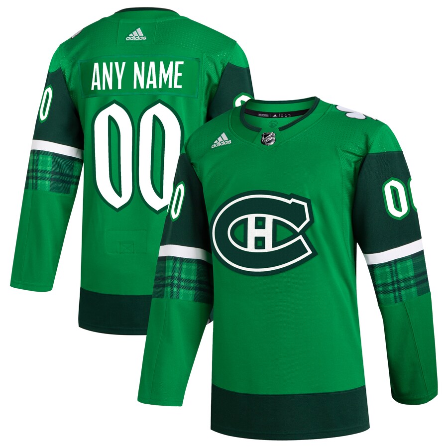 Men's Montreal Canadiens  adidas Kelly Green St. Patrick's Day Authentic Custom Jersey - Puhuasuan