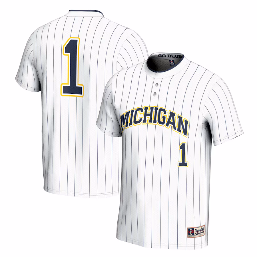 Youth GameDay Greats #1 White Michigan Wolverines Lightweight Softball Jersey - Puhuasuan