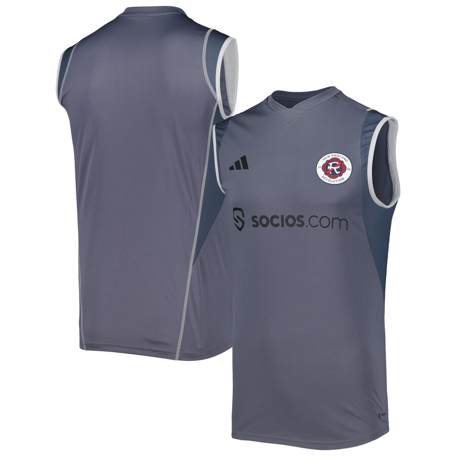 Men's New England Revolution adidas Gray 2023 On-Field Sleeveless Training Jersey - Puhuasuan