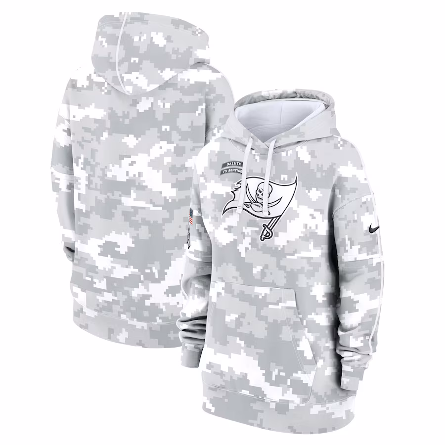 Women's Tampa Bay Buccaneers Nike Arctic Camo 2024 Salute To Service Club Fleece Pullover Hoodie - Puhuasuan