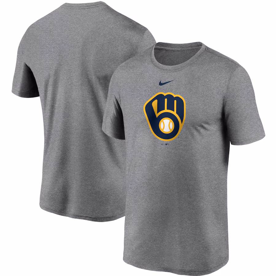 Men's Milwaukee Brewers Nike Gray Large Logo Legend Performance T-Shirt - Puhuasuan
