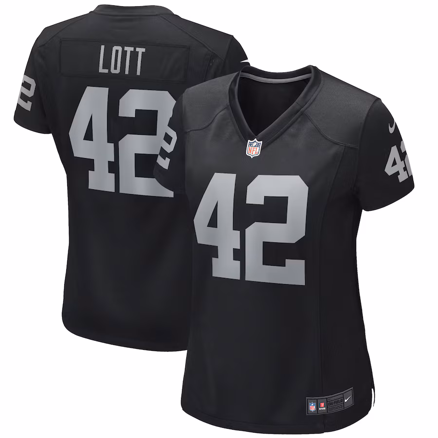 Women's Las Vegas Raiders Ronnie Lott Nike Black Game Retired Player Jersey - Puhuasuan