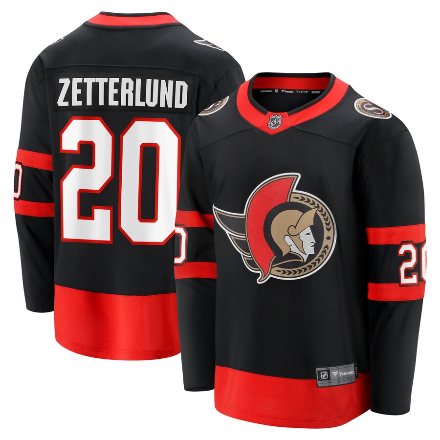 Men's Ottawa Senators Fabian Zetterlund Fanatics Black Home Breakaway Jersey - Puhuasuan