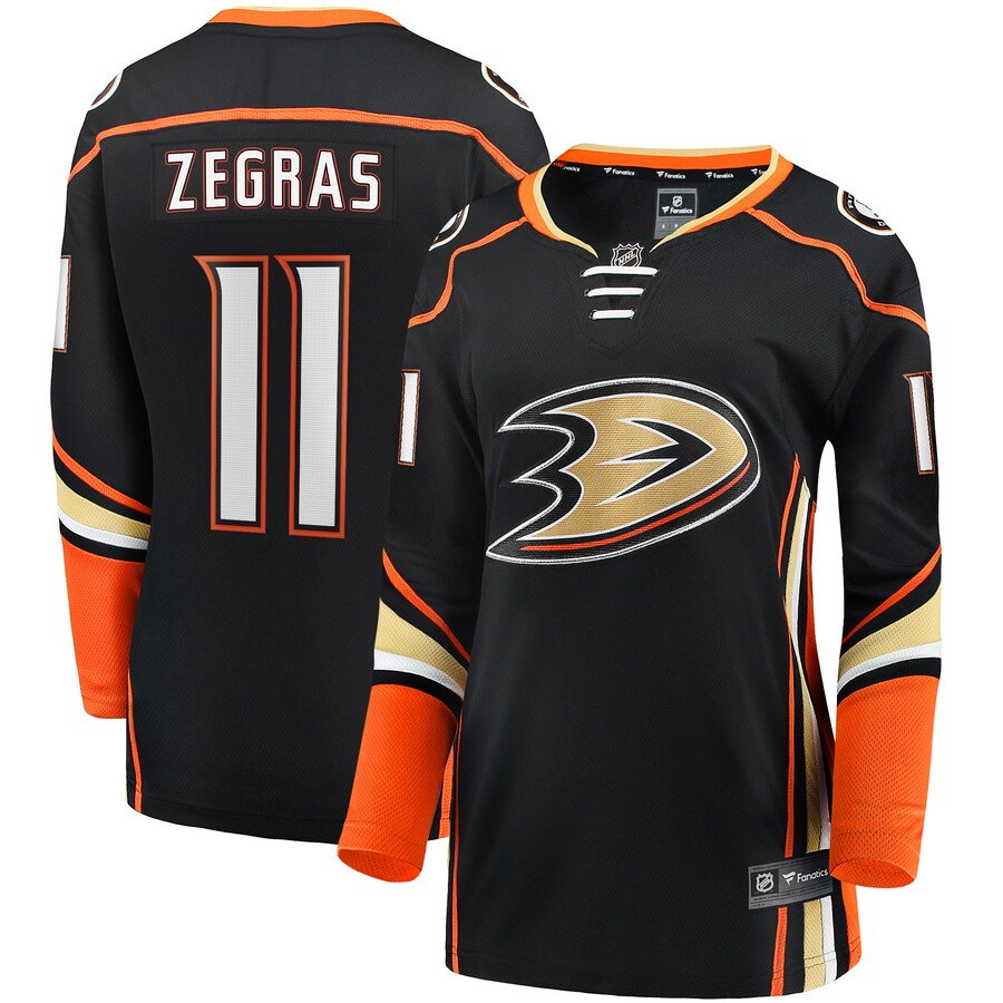 Women's Anaheim Ducks Trevor Zegras Fanatics Branded Black Home Breakaway Player Jersey - Puhuasuan