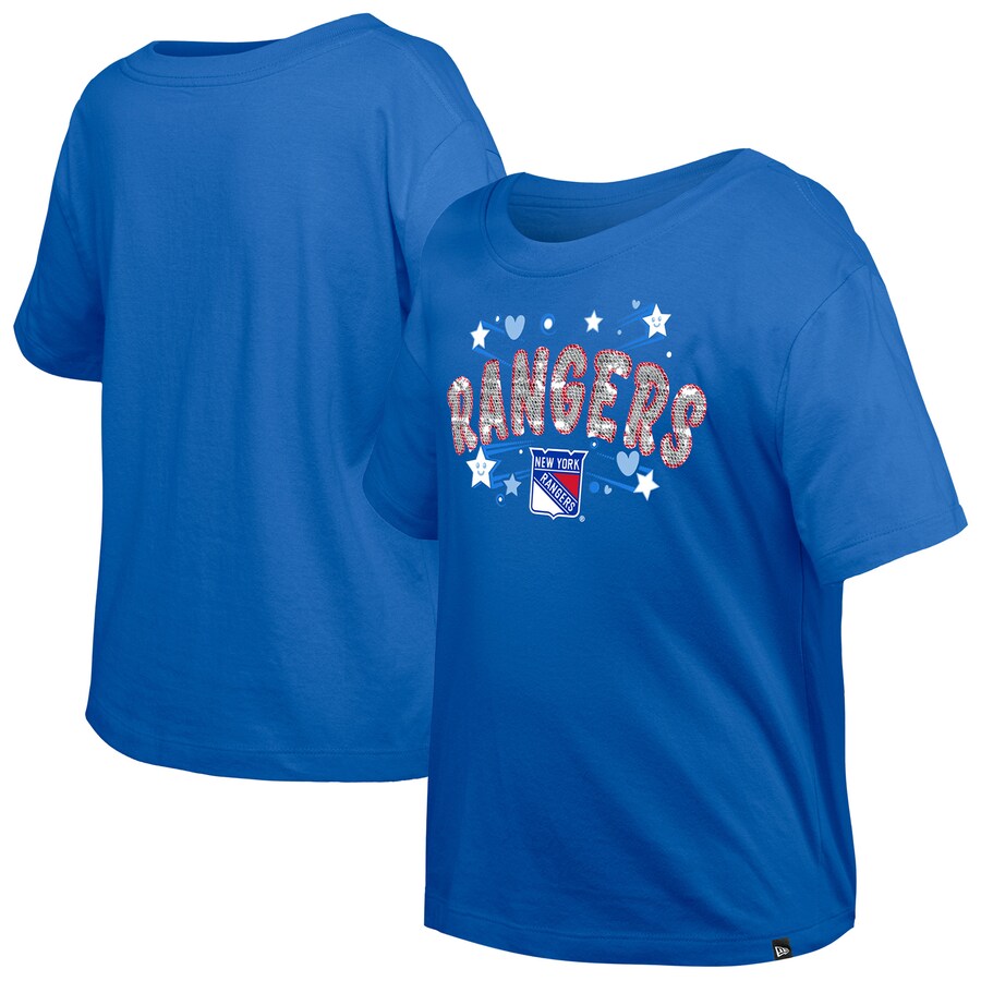 Girl's Youth New York Rangers New Era Blue Flip Sequin T-Shirt - Puhuasuan