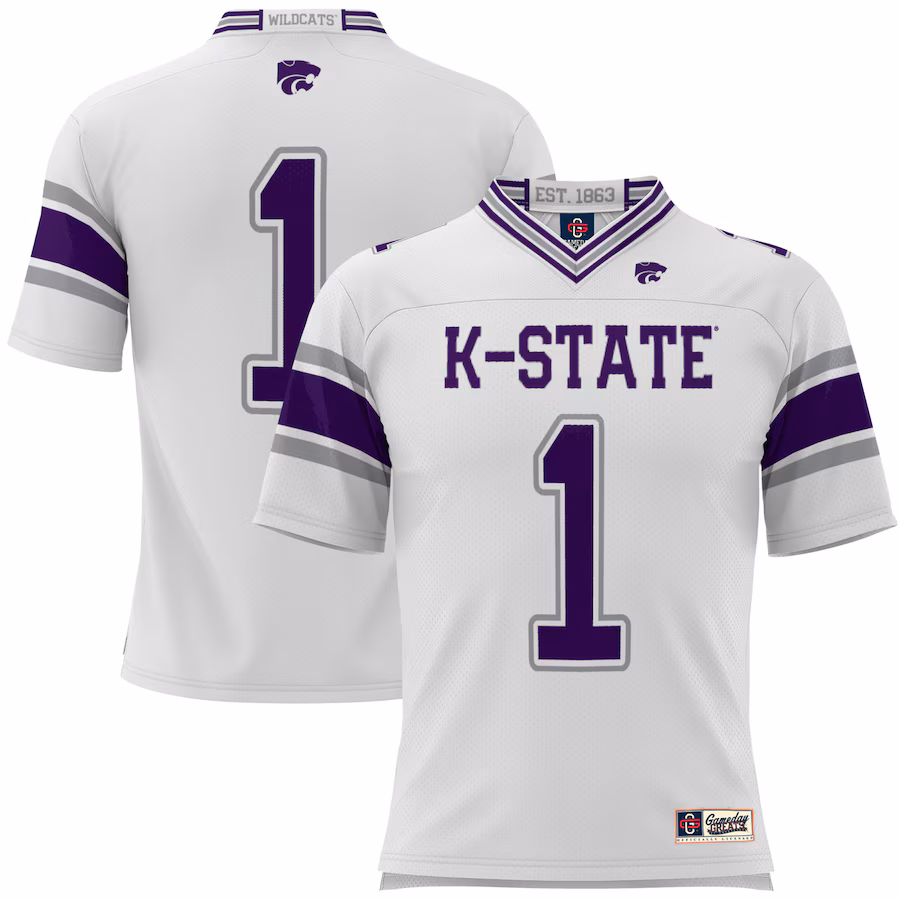 Men's GameDay Greats #1 White Kansas State Wildcats Football Jersey - Puhuasuan