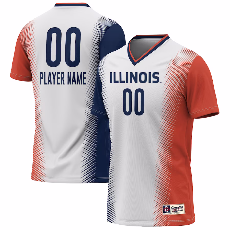 Illinois Fighting Illini GameDay Greats Unisex Pick-A-Player NIL Lightweight Soccer Jersey - White - Puhuasuan