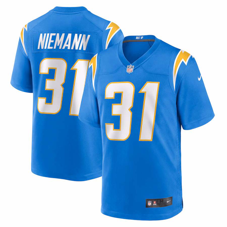Men's Los Angeles Chargers Nick Niemann Nike Powder Blue Game Player Jersey - Puhuasuan