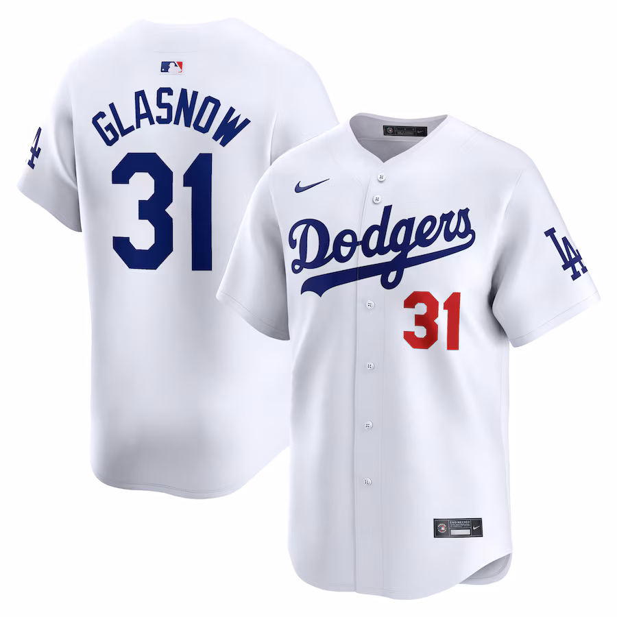 Men's Los Angeles Dodgers Tyler Glasnow Nike White Home Limited Player Jersey - Puhuasuan