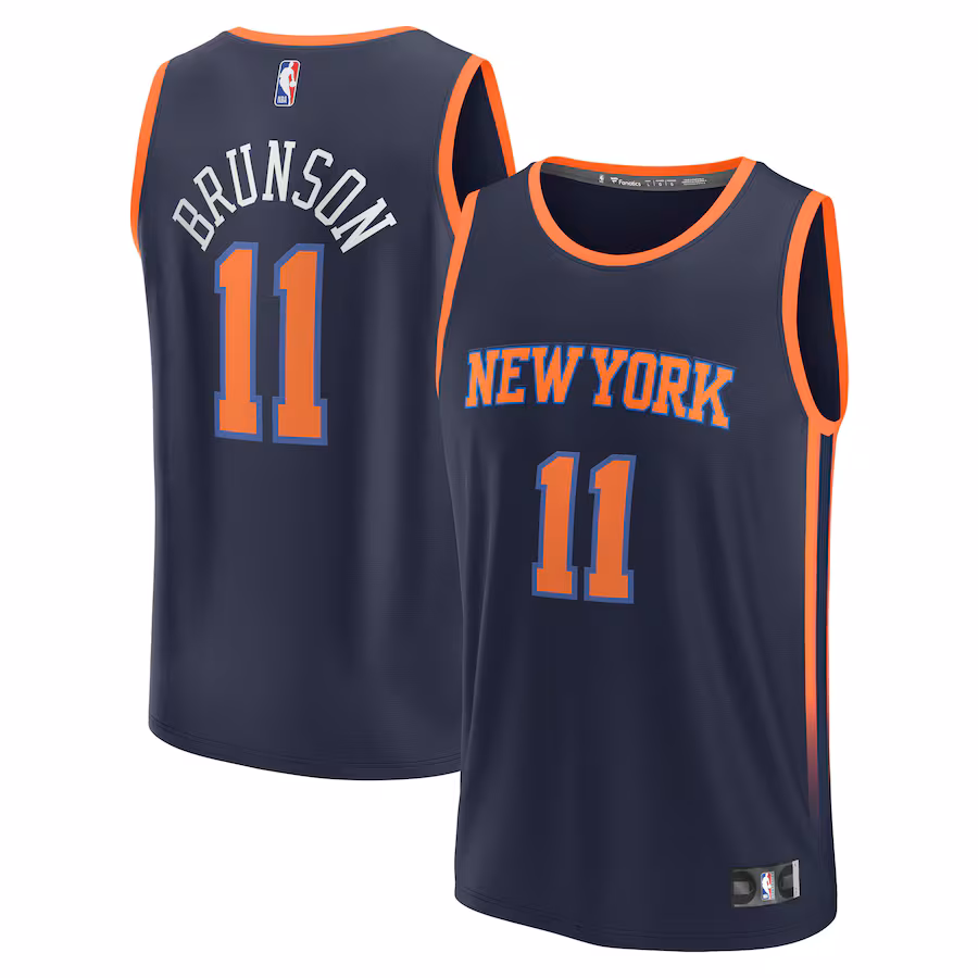 Youth New York Knicks Jalen Brunson Fanatics Navy Fast Break Replica Player Jersey - Statement Edition - Puhuasuan