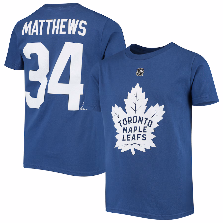 Youth Toronto Maple Leafs Auston Matthews Blue Player Name & Number T-Shirt - Puhuasuan