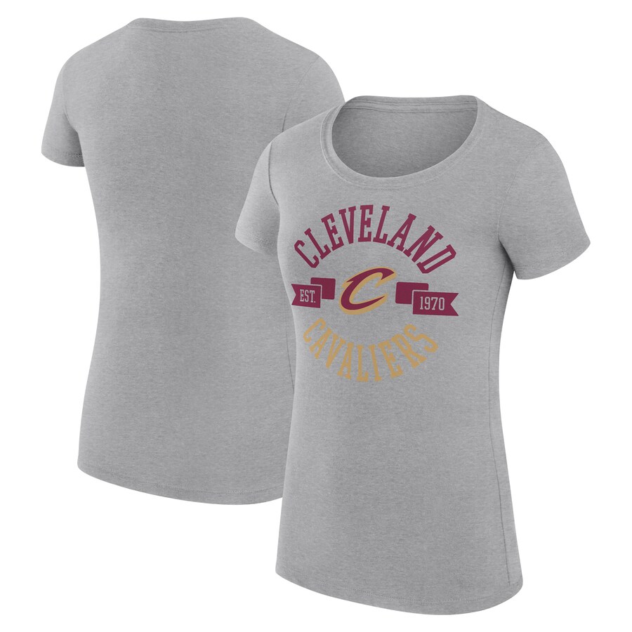 Women's Cleveland Cavaliers G-III 4Her by Carl Banks Heather Gray Large City Logo Fitted T-Shirt - Puhuasuan