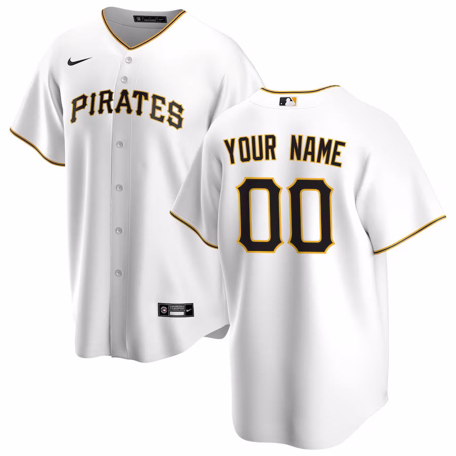 Men's Pittsburgh Pirates Nike White Home Replica Custom Jersey - Puhuasuan