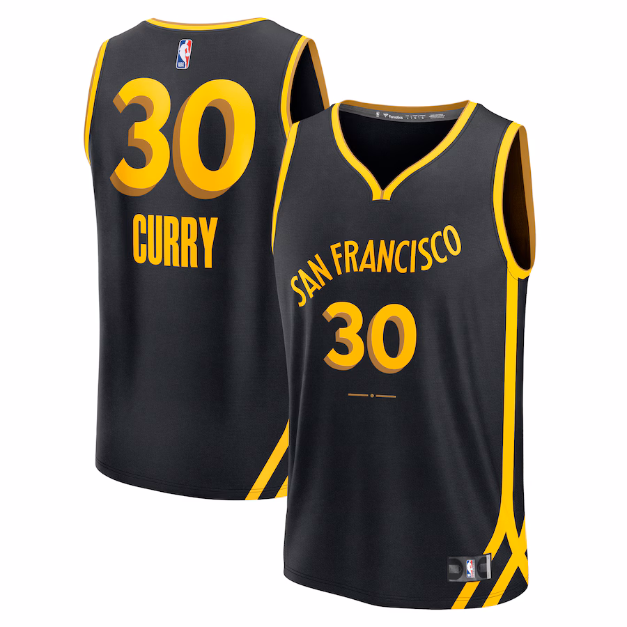 Men's Golden State Warriors Stephen Curry Fanatics Black Fast Break Jersey - City Edition - Puhuasuan