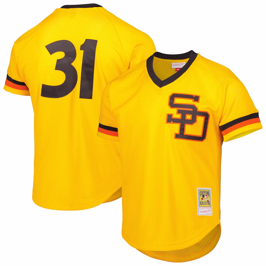 Men's San Diego Padres Dave Winfield Mitchell & Ness Gold Cooperstown Collection Mesh Batting Practice Jersey - Puhuasuan