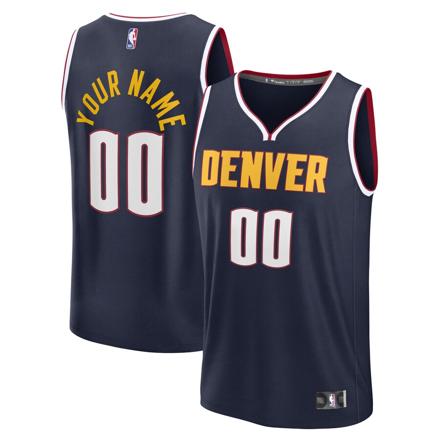 Men's Denver Nuggets Fanatics Navy Fast Break Custom Jersey - Icon Edition - Puhuasuan