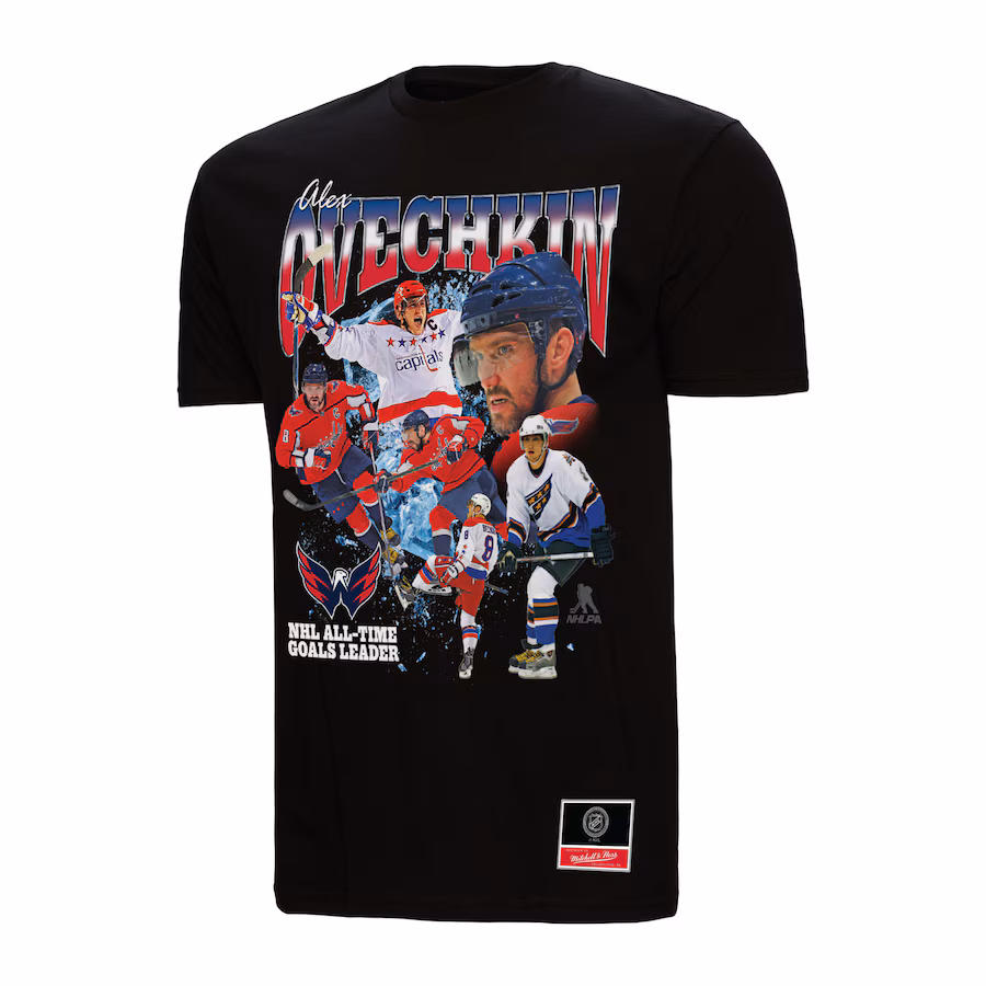 Men's Washington Capitals Alexander Ovechkin Mitchell & Ness Black NHL All-Time Leading Goal Scorer Graphic T-Shirt - Puhuasuan