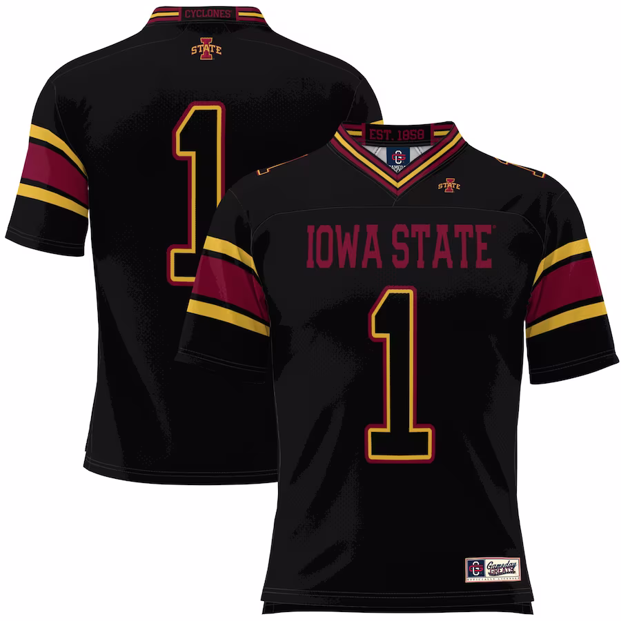 #1 Iowa State Cyclones GameDay Greats Football Jersey - Black - Puhuasuan