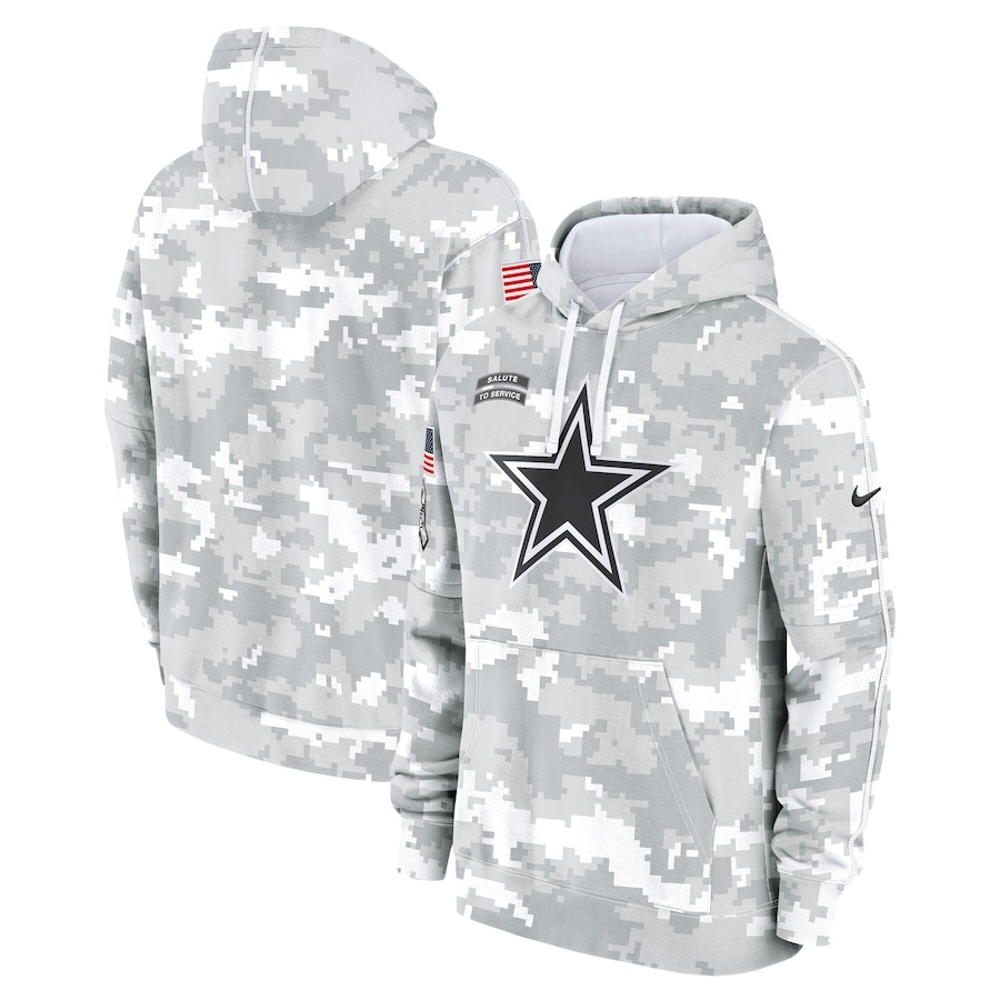 Men's Dallas Cowboys Nike Arctic Camo 2024 Salute to Service Club Fleece Pullover Hoodie - Puhuasuan