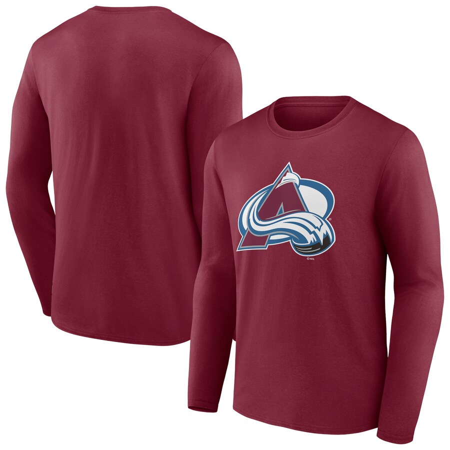 Men's Colorado Avalanche Burgundy Primary Logo Long Sleeve T-Shirt - Puhuasuan