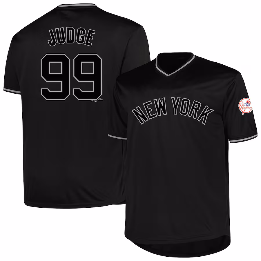 Men's New York Yankees Aaron Judge Profile Black Big & Tall Pop Fashion Player Jersey - Puhuasuan