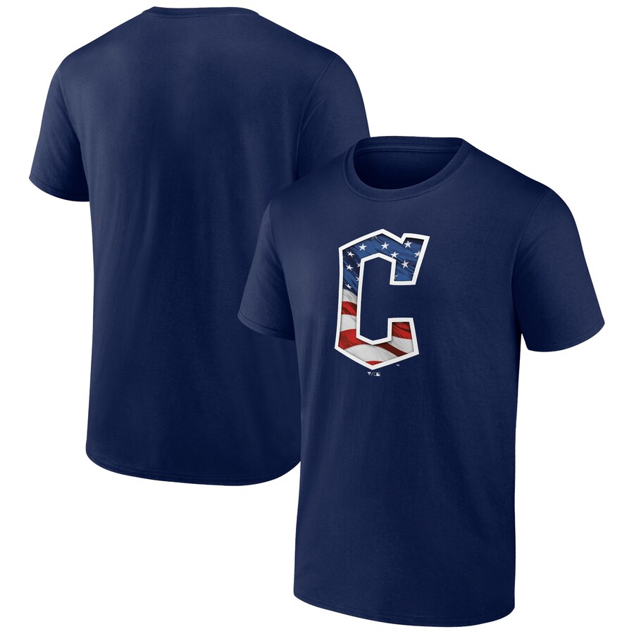 Men's Cleveland Guardians Navy Banner Wave Team T-Shirt - Puhuasuan